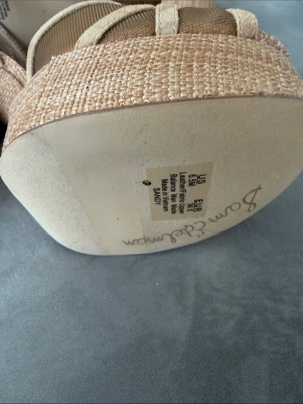 Sam Edelman Neutral Beige Woven Platform Sandals